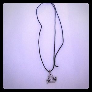 Black Drawstring Necklace with Libra Pendant