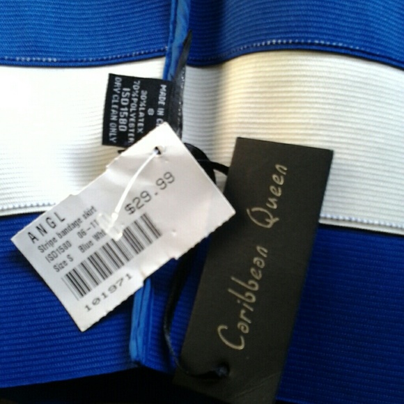 White and blue stripped bandage skirt - Picture 2 of 2