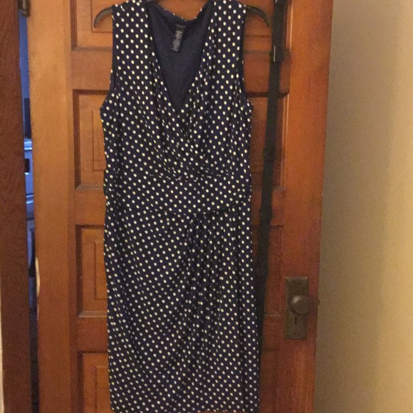 Navy blue and white polka dot Chaps dress