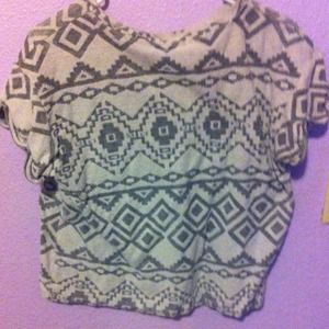 Grey boxy tribal printed shirt