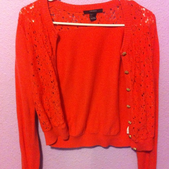 Coral lace sweater