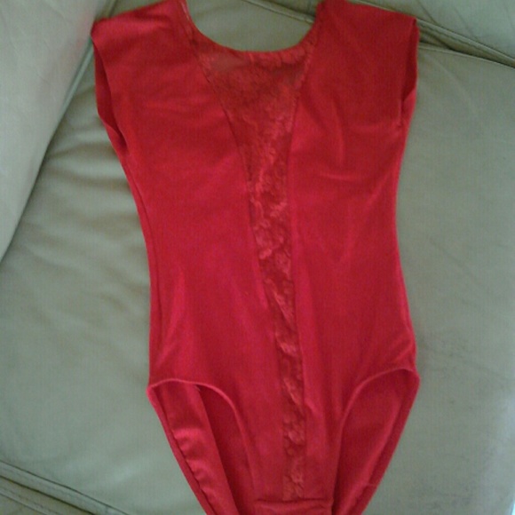 American apperal body suit in red and lace detail