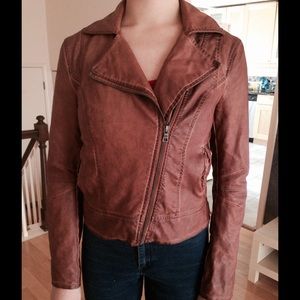 Brown Faux Leather Buttery Soft Lined Jacket