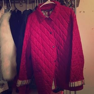 Red Burberry Quilt Jacket