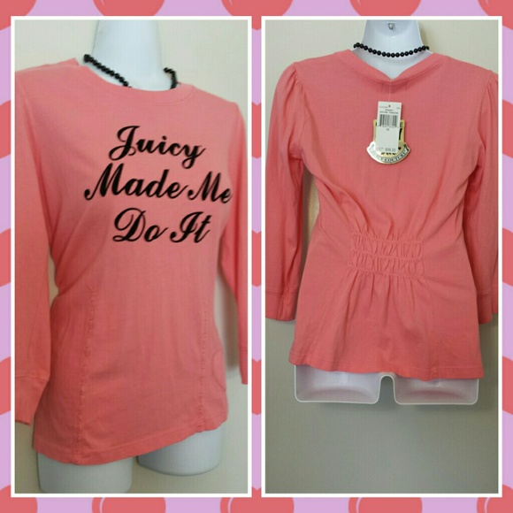 NWT- "Juicy Made Me Do It" coral top - Picture 2 of 2