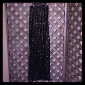Black sequins maxi skirt