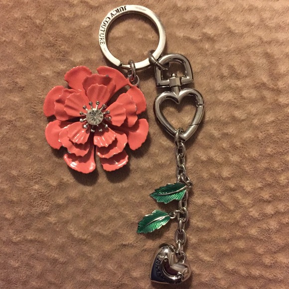 Juicy Couture coral flower keychain