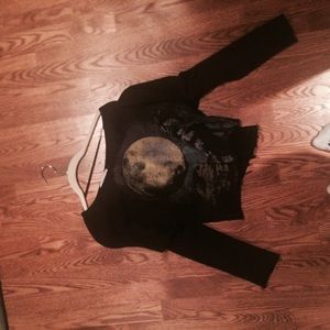 black graphic urban outfitters crop sweater