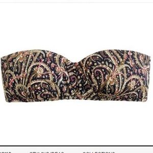 J. Crew feather paisley pleated bandeau top L