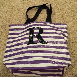 "R" initial beach tote