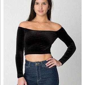 NWOT velvet off shoulder top