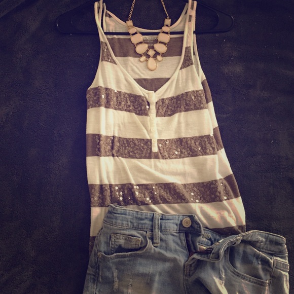 Old Navy Striped Sequin Tank