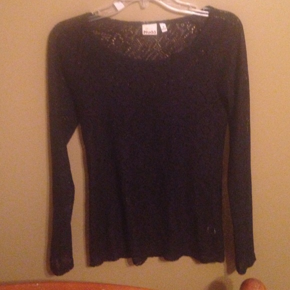 Black lace long sleeve shirt