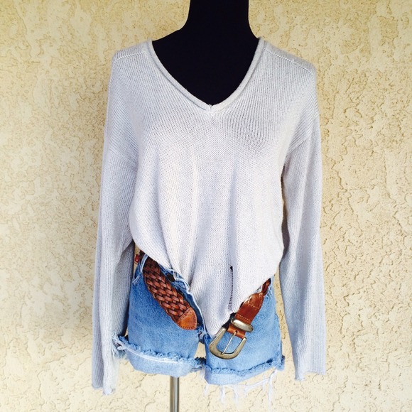 Distressed Sliver Grey Oversized Sweater