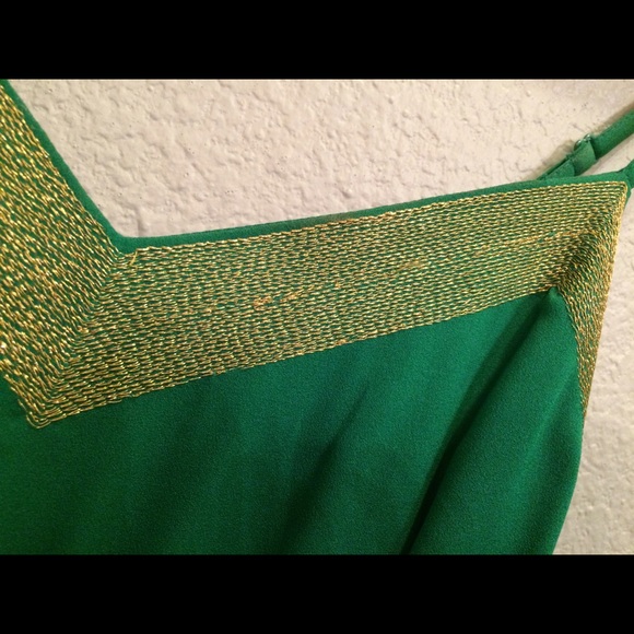 Emerald Green & Gold Sundress - Picture 2 of 4