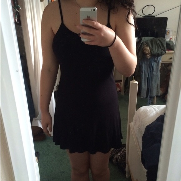 Try on for black skater dress