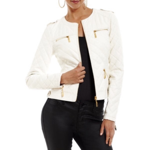 White collarless quilted jacket NWT
