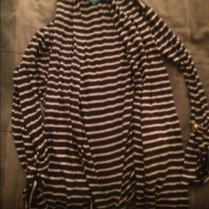 Navy & White Striped Cardigan