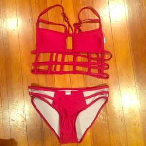 Red Cage Bikini Swim Bathing Suit
