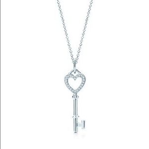 Tiffany & Co white gold diamond heart key pendent