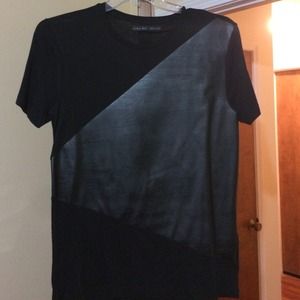 Shirt With Leather . Zara.