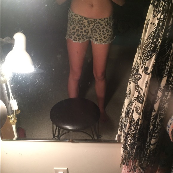 Cheetah print frayed shorts