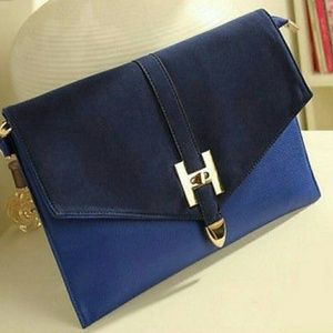 Royal Blue Faux Leather/Suade Clutch