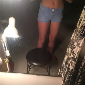 Light blue high rise shorts