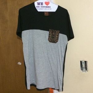 Zara Shirt. Leopard Stripe Pocket