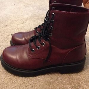 Burgundy combat boots