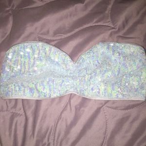 Victorias Secret Pink Light blue sequin bandeau