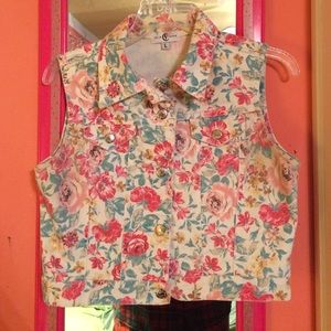 Floral Denim Vest
