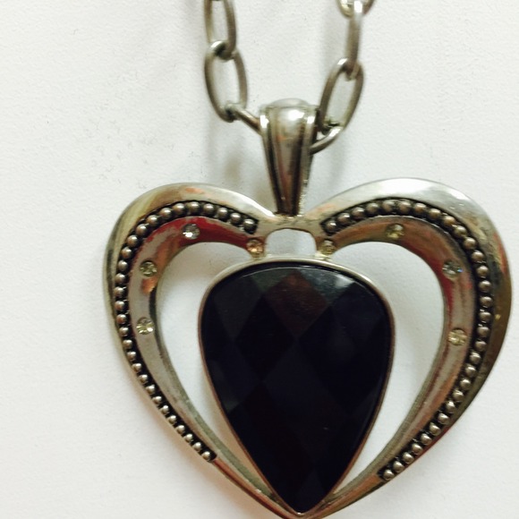 Necklace with black and silver heart