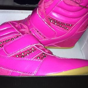 Pink Wedge Sneakers