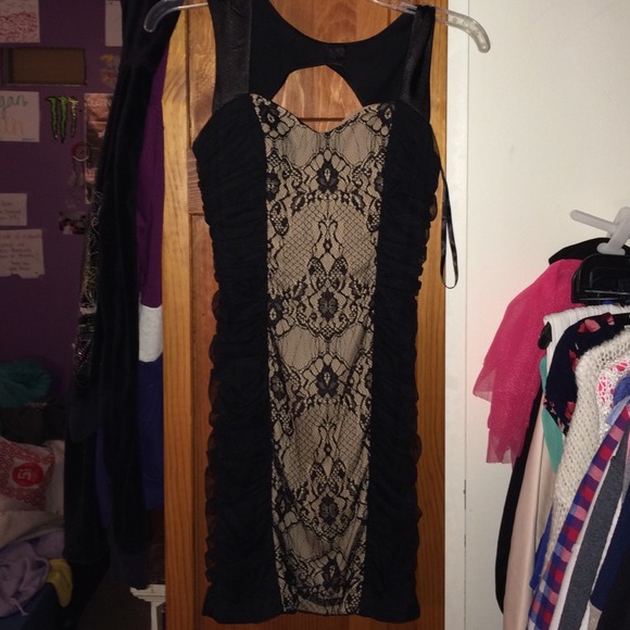 XS Black and Tan tight fitted short dress