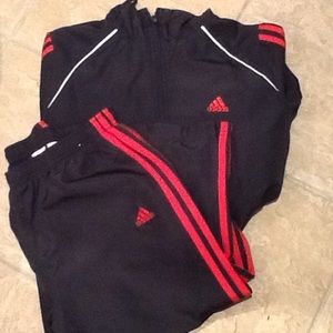 Adidas flight track suit black and red