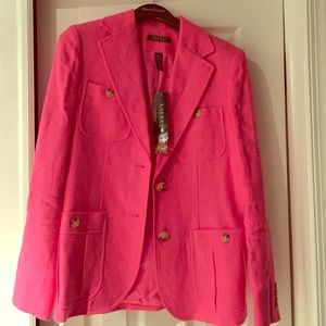 Pink Ralph Lauren linen blazer. Size 6. Never worn