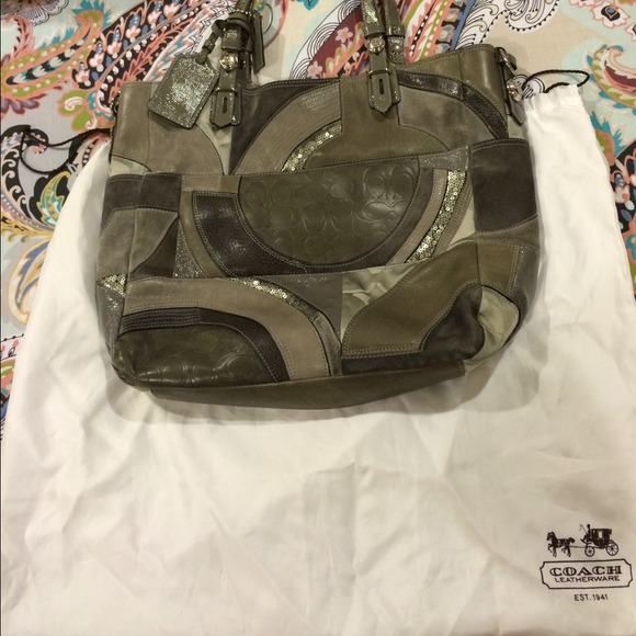 Sold Authentic Coach multi grey patchwork... - Picture 1 of 4