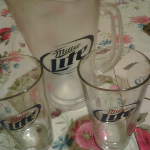 Plastic Beer Pitcher and two tumblers