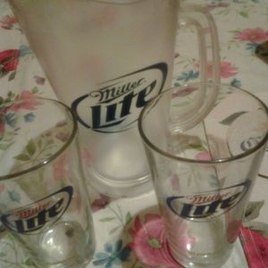 Plastic Beer Pitcher and two tumblers