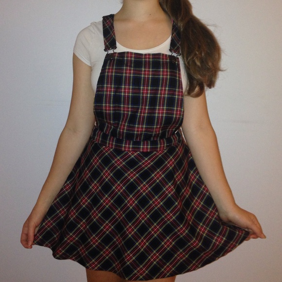Plaid Overall Dress w/ tags