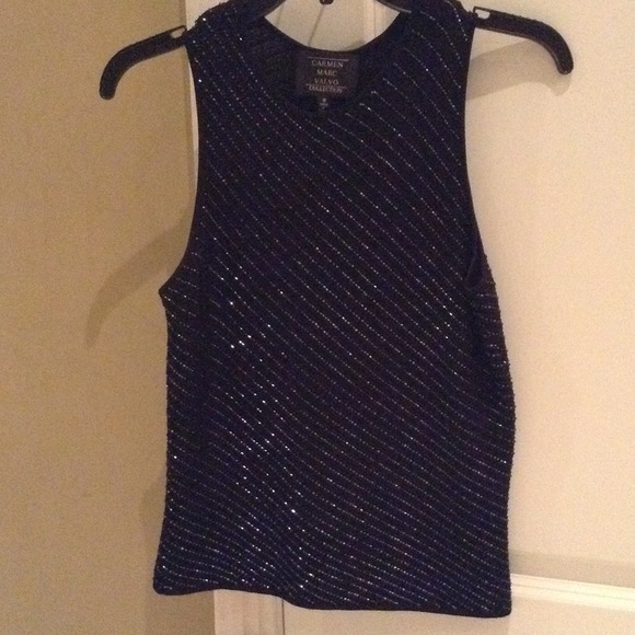Carmen Marc Valvo Sequined Fitted Top