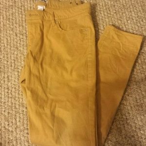 Express mustard skinny jeans