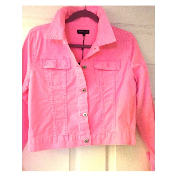 Neon pink denim jacket