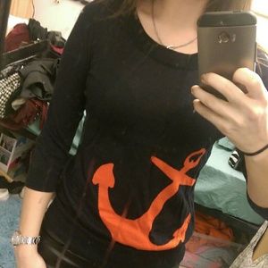 J. Crew navy/Orange anchor sweater