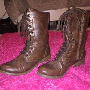 brown combat boots