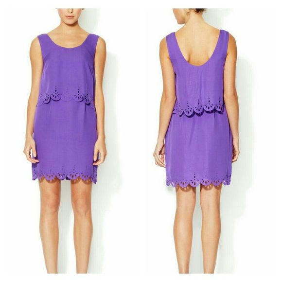 Ali Ro Marguerite laser cut purple cocktail dress