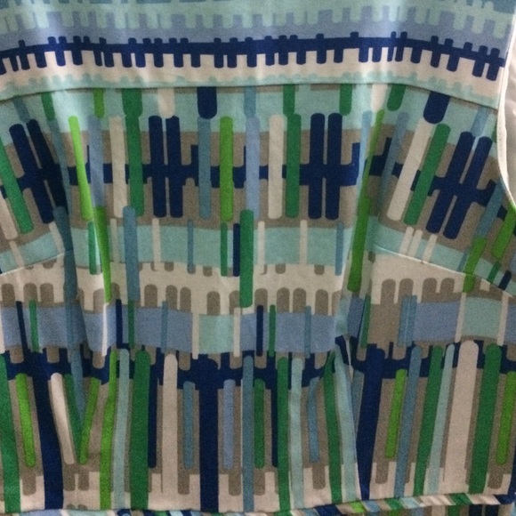 SOLD IN BUNDLE  blue green and tan dress - Picture 2 of 4