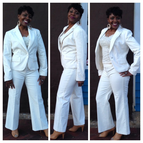 Ann Taylor Pants - Tuxedo cordory pants cropped jacket suit set