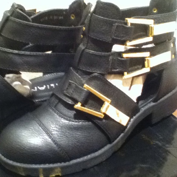 Black cutout booties